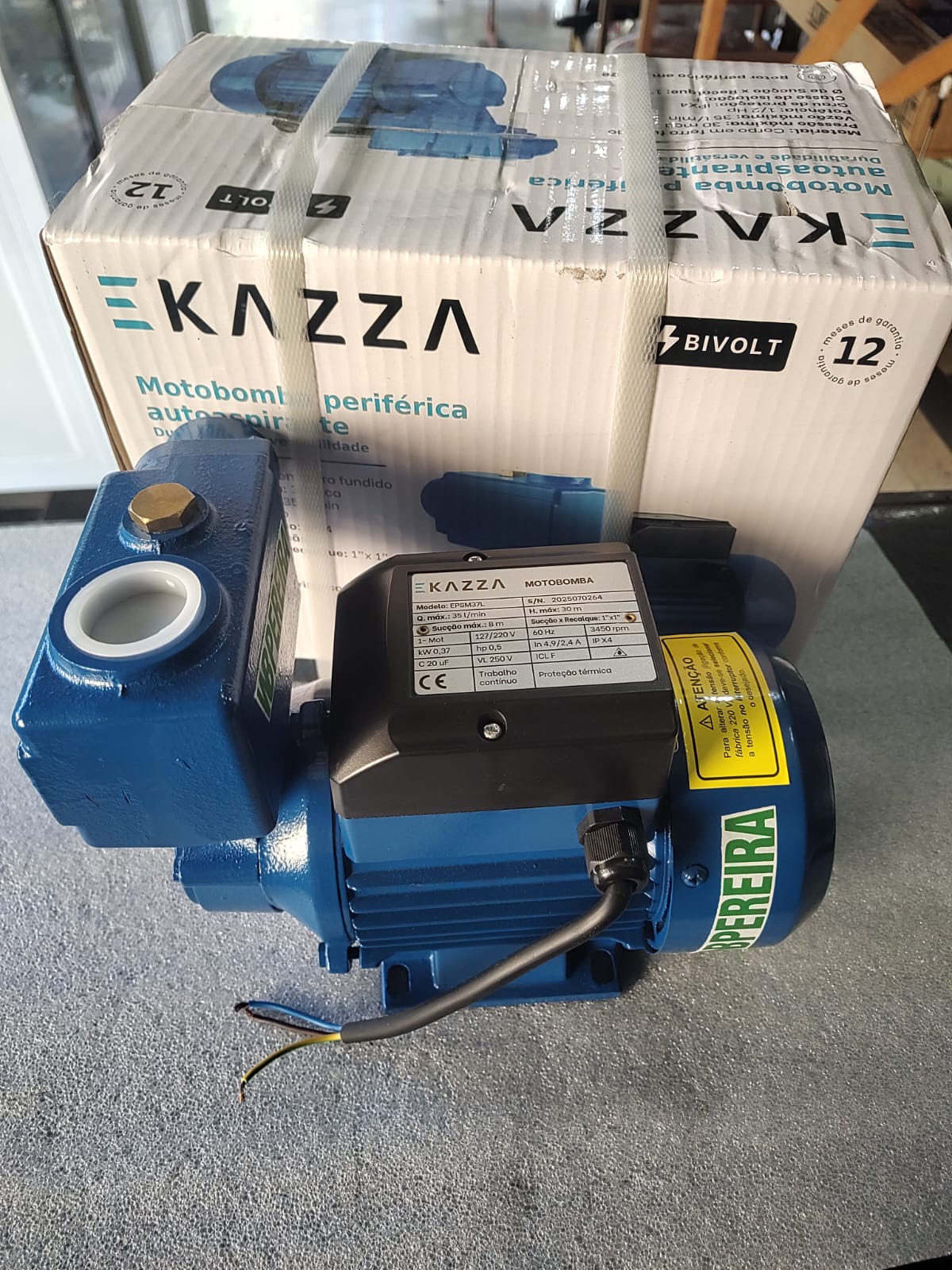 BOMBA AUTOASP. EKZ PERIF EPSM37L 0.5 HP BIV GARANTIA 1 ANO